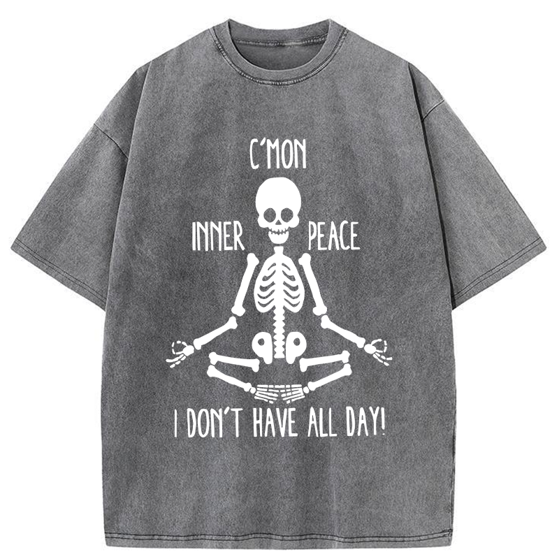 Tokyo-Tiger A Skeleton Doing Yoga Washed T-Shirt