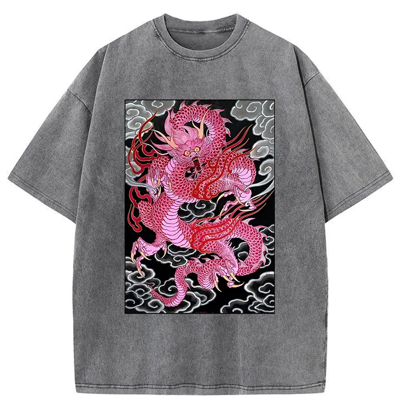 Tokyo-Tiger Pink Dragon Washed T-Shirt