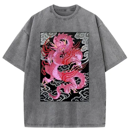 Tokyo-Tiger Pink Dragon Washed T-Shirt