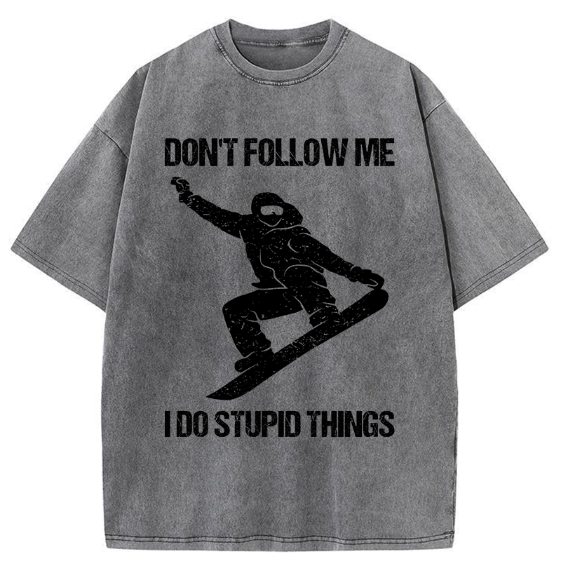 Tokyo-Tiger Winter Extreme Sports Skiing Washed T-Shirt