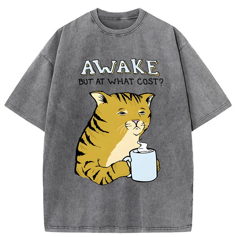 Tokyo-Tiger Tired Orange Cat Washed T-Shirt