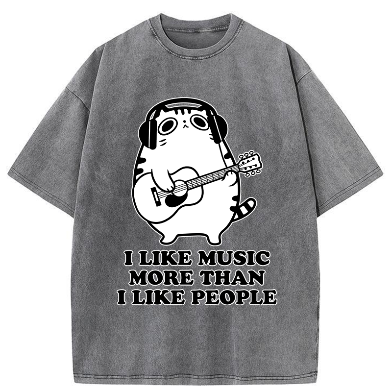 Tokyo-Tiger Music Cat Washed T-Shirt