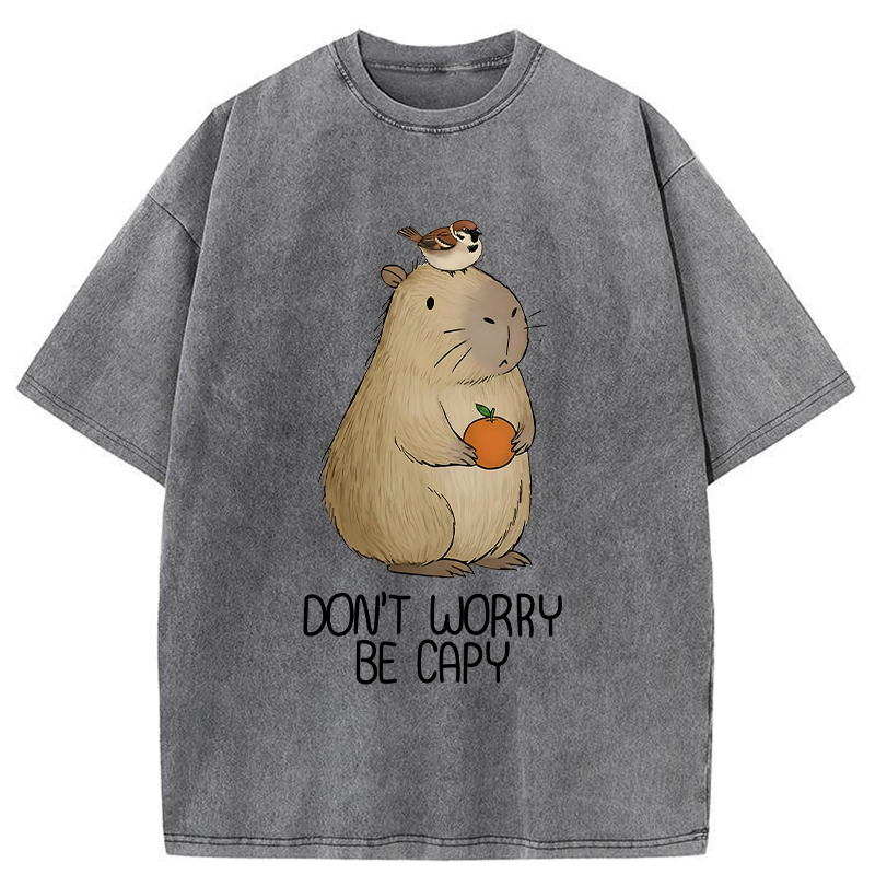 Tokyo-Tiger With Capybaras Around Everything Is Fine. Washed T-Shirt