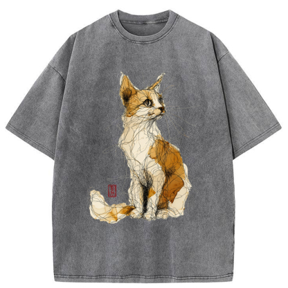 Tokyo-Tiger Untitled Cat Washed T-Shirt