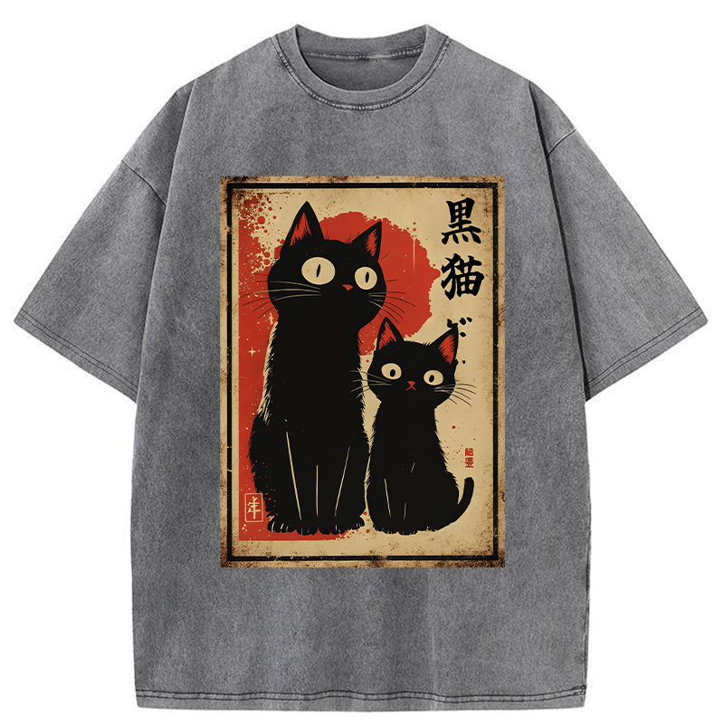 Tokyo-Tiger Two Black Cats Washed T-Shirt