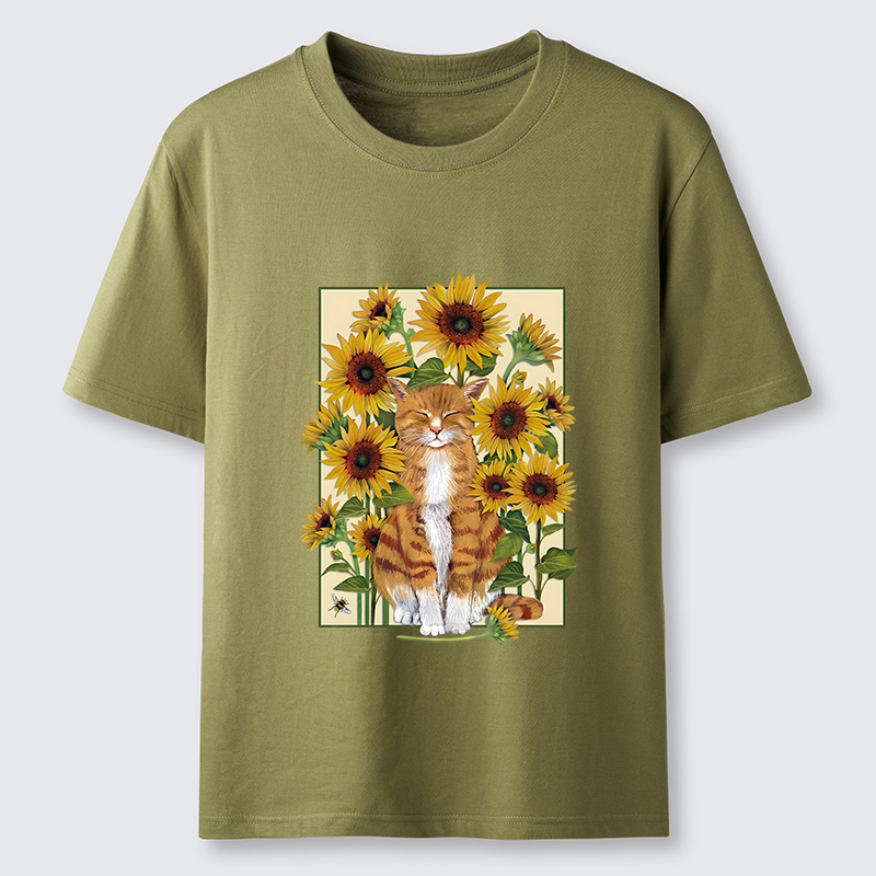 Tokyo-Tiger Sunflower And Orange Cat Classic T-Shirt
