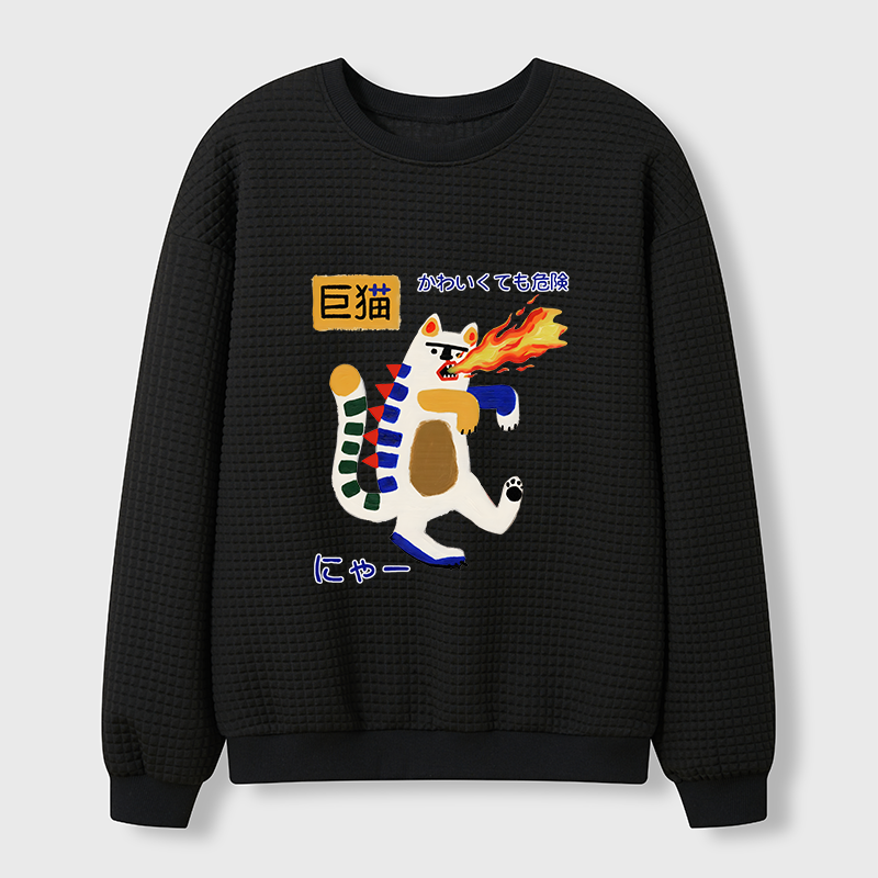 Tokyo-Tiger Fire-breathing Giant Cat Waffle Sweatshirt