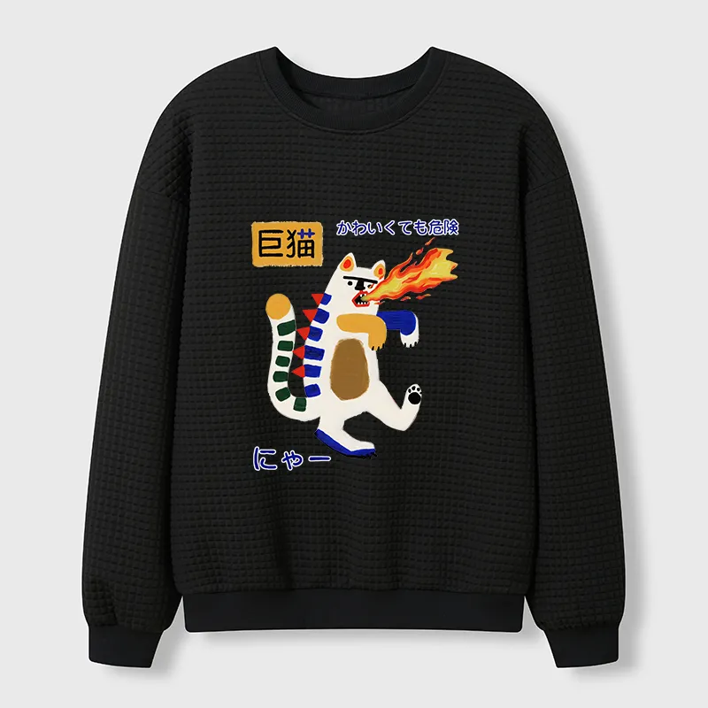 Tokyo-Tiger Fire-breathing Giant Cat Waffle Sweatshirt