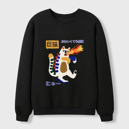 Tokyo-Tiger Fire-breathing Giant Cat Waffle Sweatshirt