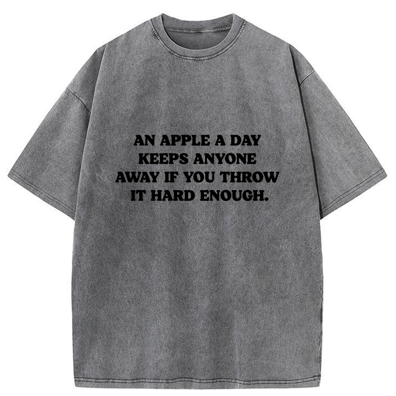 Tokyo-Tiger An Apple A Day Keeps Everything Away Washed T-Shirt