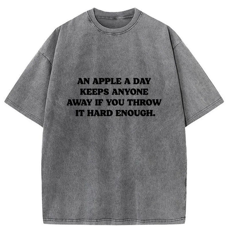Tokyo-Tiger An Apple A Day Keeps Everything Away Washed T-Shirt