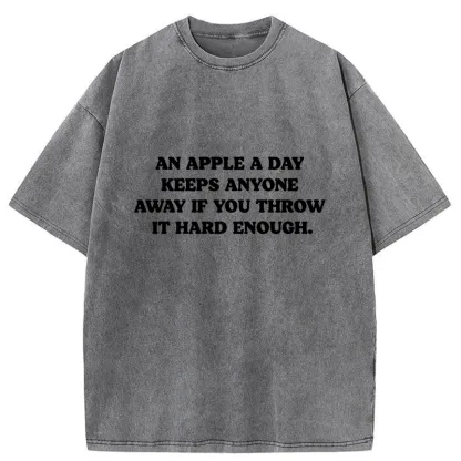 Tokyo-Tiger An Apple A Day Keeps Everything Away Washed T-Shirt