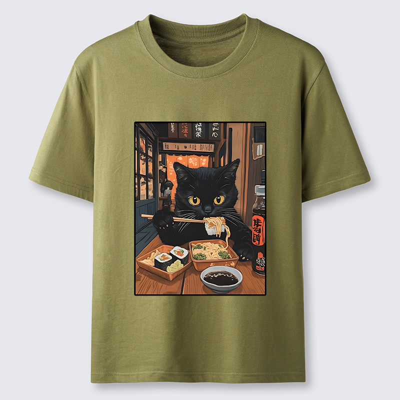 Tokyo-Tiger Black Cat Eating At Sushi Restaurant Classic T-Shirt