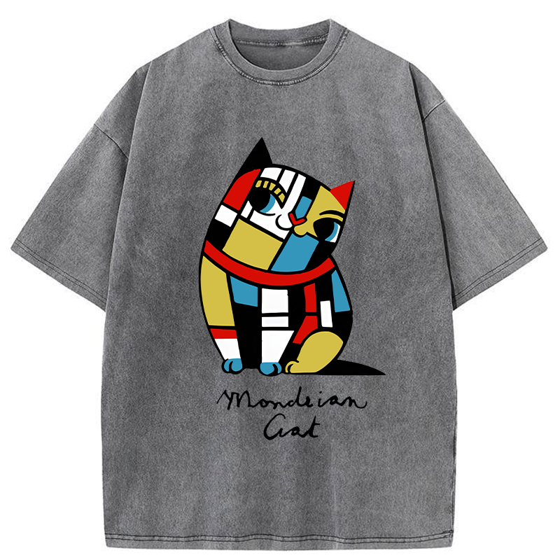 Tokyo-Tiger Cat of Mondrian Washed T-Shirt