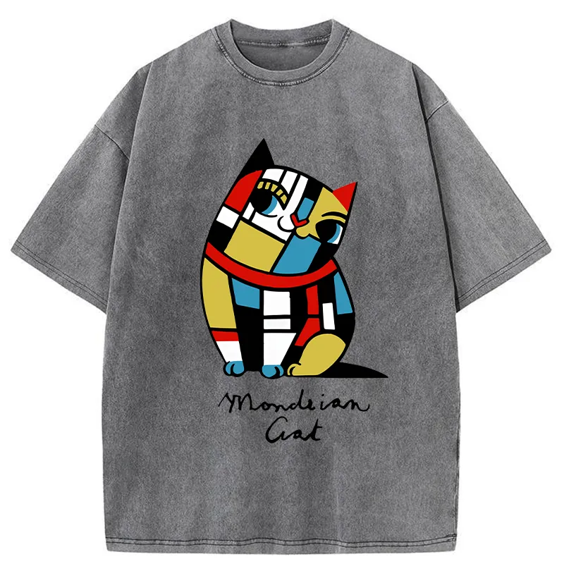 Tokyo-Tiger Cat of Mondrian Washed T-Shirt