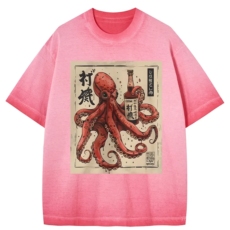 Tokyo-Tiger Osaka Saké Octopus Gradient Washed T-Shirt