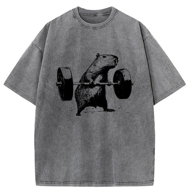 Tokyo-Tiger Capybara Fitness Washed T-Shirt