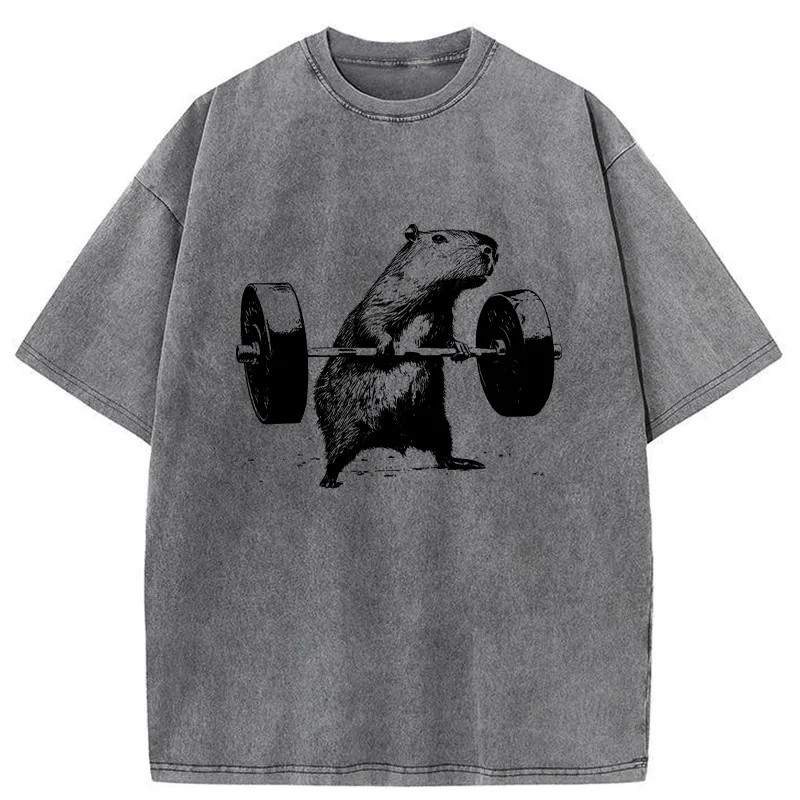 Tokyo-Tiger Capybara Fitness Washed T-Shirt