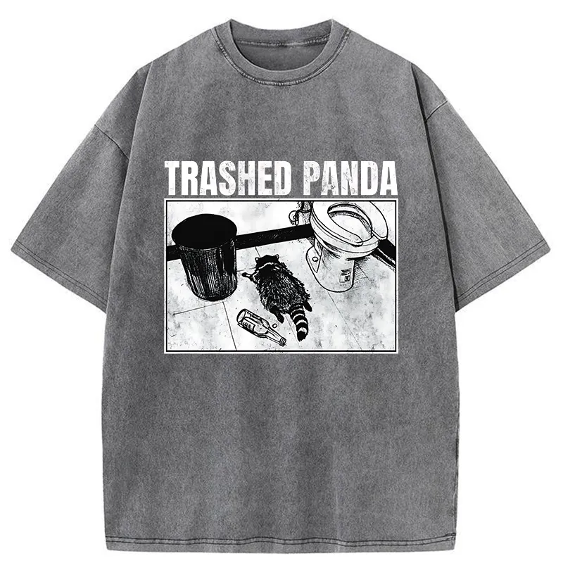 Tokyo-Tiger Trashed Panda Funny Washed T-Shirt