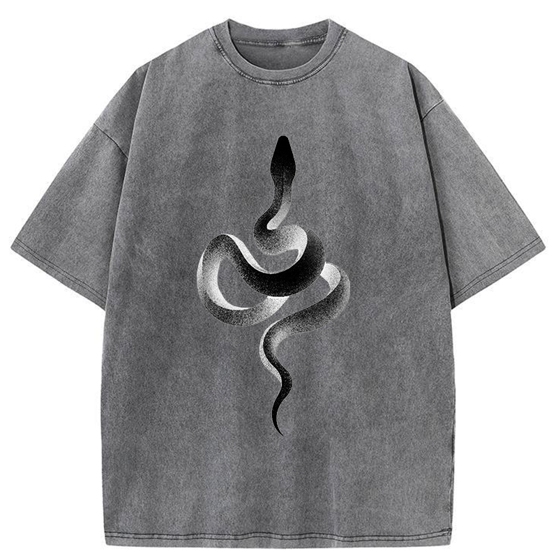 Tokyo-Tiger Retro Art Snake Washed T-Shirt