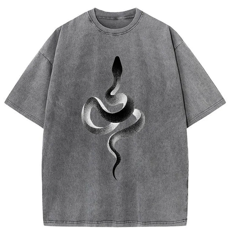 Tokyo-Tiger Retro Art Snake Washed T-Shirt