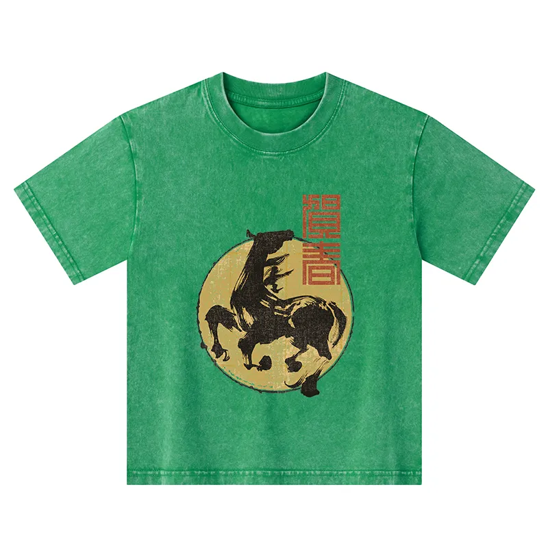 Tokyo-Tiger 2026 Year Of The Horse Japan Kids Washed T-Shirt