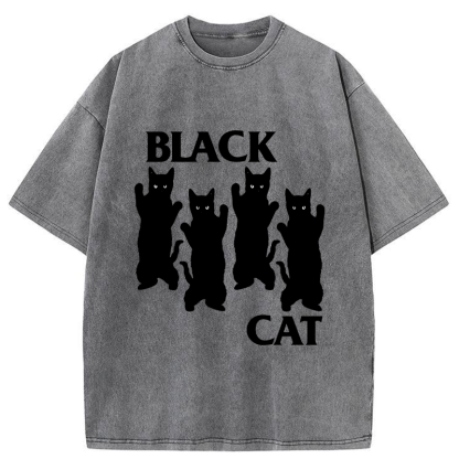 Tokyo-Tiger Four Black Cats Washed T-Shirt
