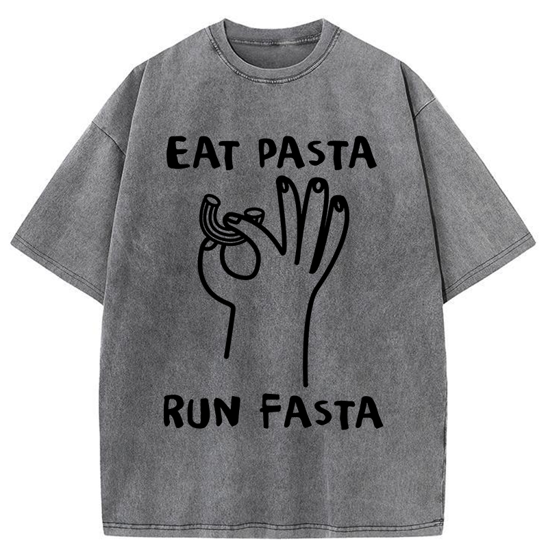 Tokyo-Tiger Eat Delicious Pasta Washed T-Shirt