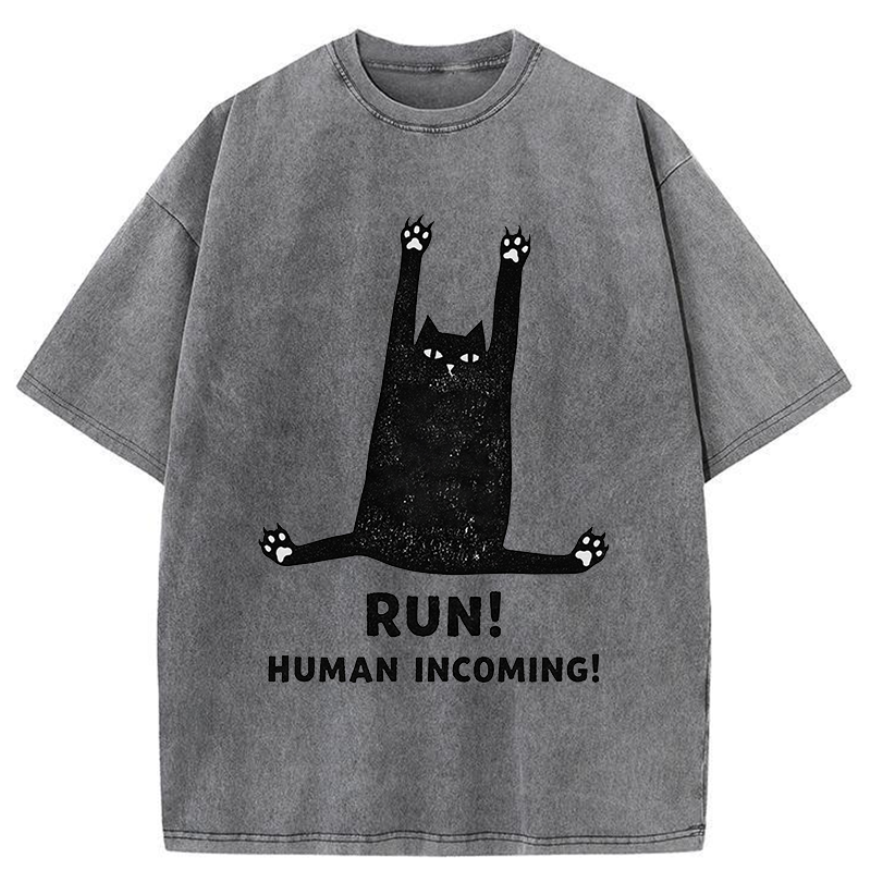 Tokyo-Tiger Frightened Cat Washed T-Shirt