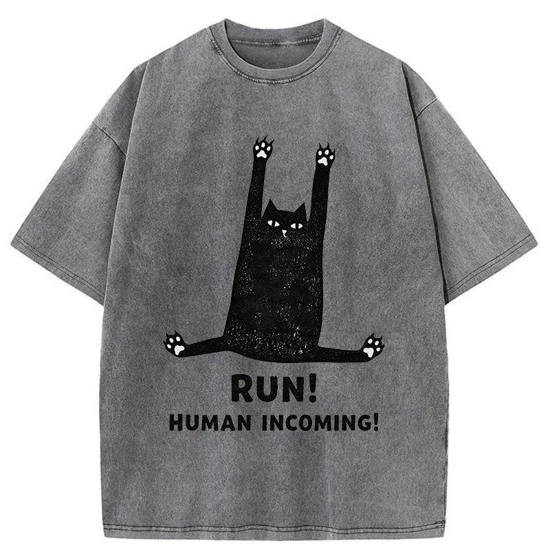 Tokyo-Tiger Frightened Cat Washed T-Shirt