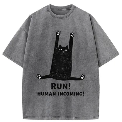 Tokyo-Tiger Frightened Cat Washed T-Shirt