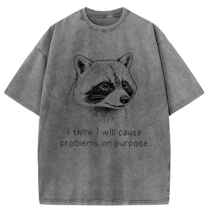 Tokyo-Tiger Stupid Raccoon Washed T-Shirt