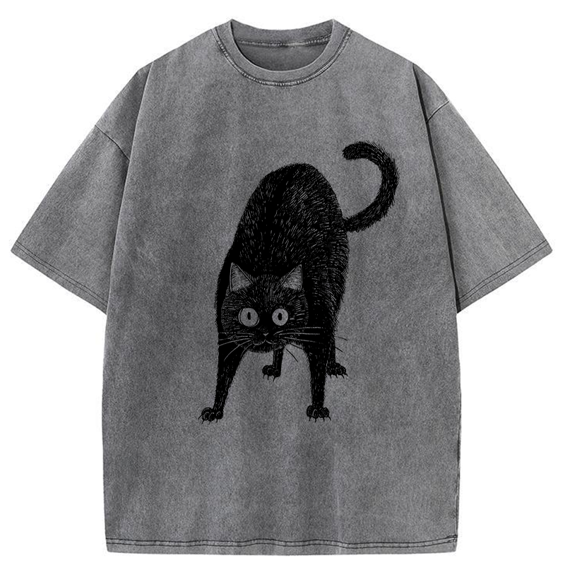 Tokyo-Tiger Alert Cat Washed T-Shirt