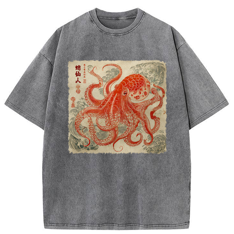 Tokyo-Tiger Octopus Sage Washed T-Shirt