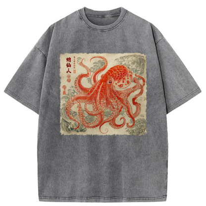 Tokyo-Tiger Octopus Sage Washed T-Shirt