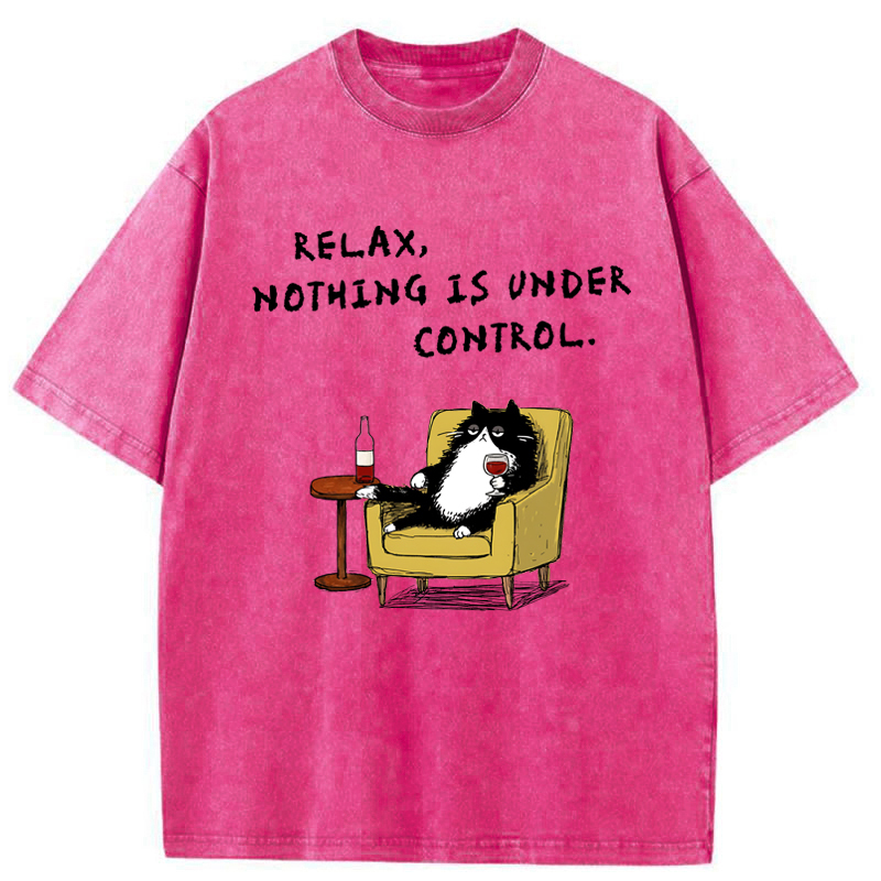 Tokyo-Tiger Unavailable Cat: Nothing Is Under Control Washed T-Shirt