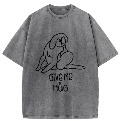 Tokyo-Tiger Dog Scratching Funny Washed T-Shirt