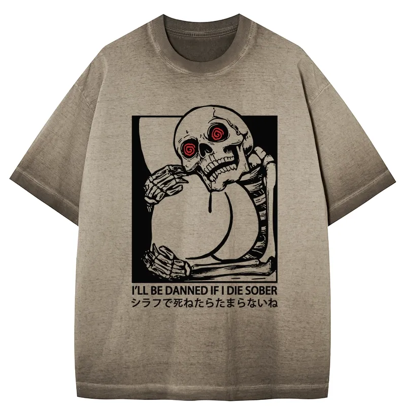 Tokyo-Tiger I'll Be Danned If I Die Sober Gradient Washed T-Shirt