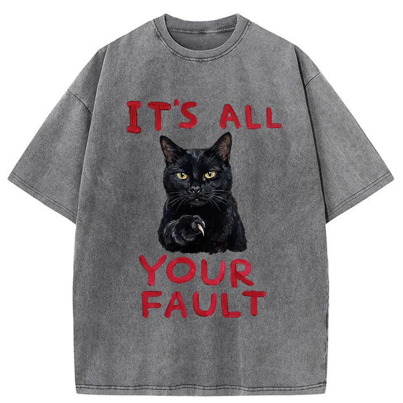Tokyo-Tiger Cat's Accusation Washed T-Shirt