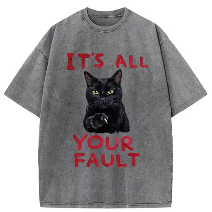 Tokyo-Tiger Cat's Accusation Washed T-Shirt