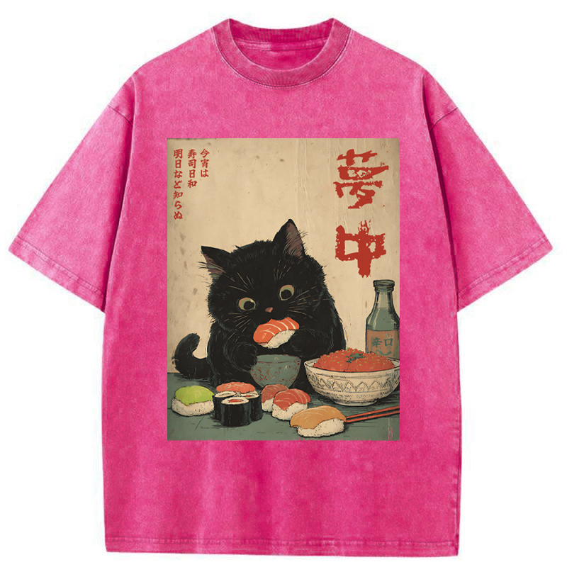 Tokyo-Tiger The Black Cat’s Sushi Night Washed T-Shirt
