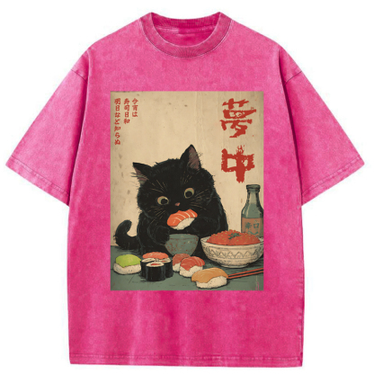 Tokyo-Tiger The Black Cat’s Sushi Night Washed T-Shirt