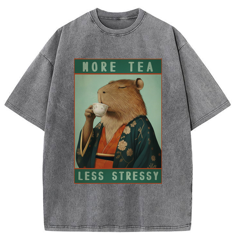 Tokyo-Tiger Less Tea More Stressy Washed T-Shirt
