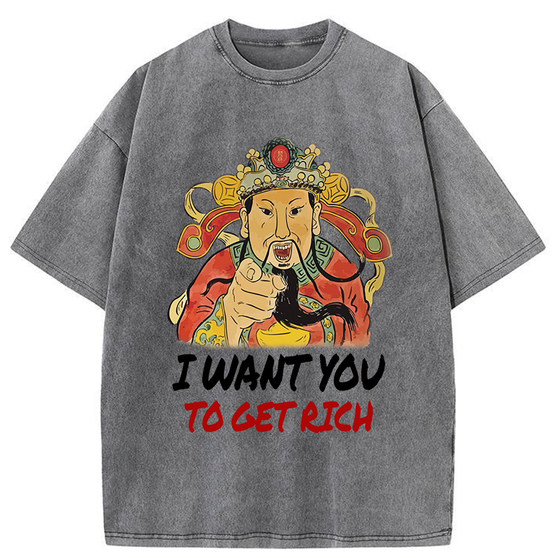 Tokyo-Tiger Whoever The God Of Wealth Points To Will Become Rich Washed T-Shirt