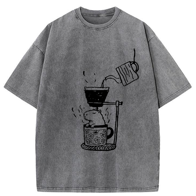 Tokyo-Tiger Japanese-style Bathing Funny Washed T-Shirt