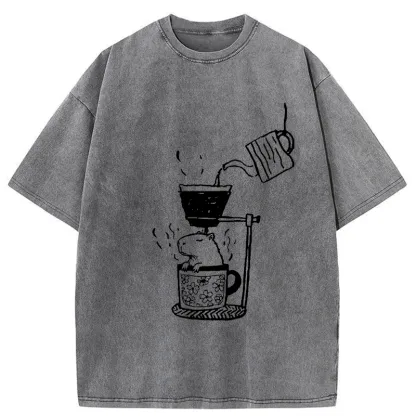 Tokyo-Tiger Japanese-style Bathing Funny Washed T-Shirt