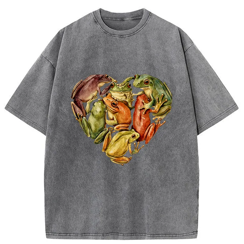 Tokyo-Tiger My Heart Is Filled With Frogs Washed T-Shirt