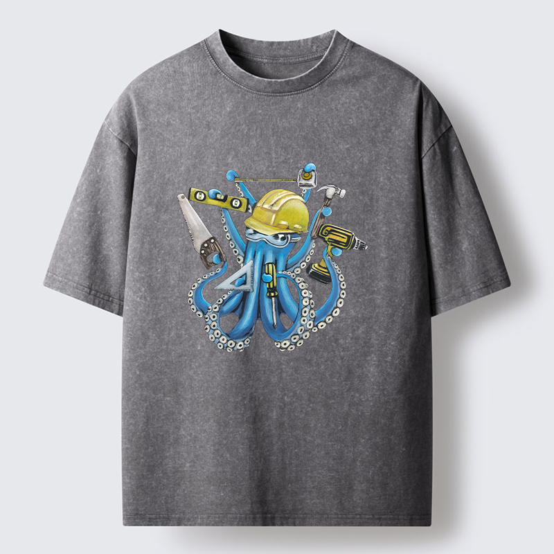 Tokyo-Tiger Architect Octopus Washed T-Shirt