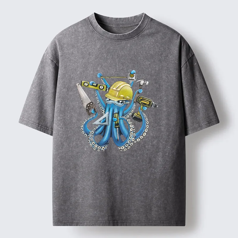 Tokyo-Tiger Architect Octopus Washed T-Shirt
