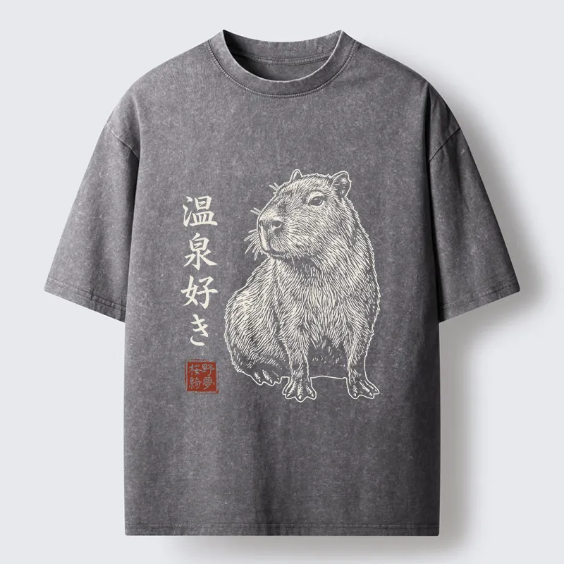 Tokyo-Tiger Hot Spring Enthusiasts Washed T-Shirt